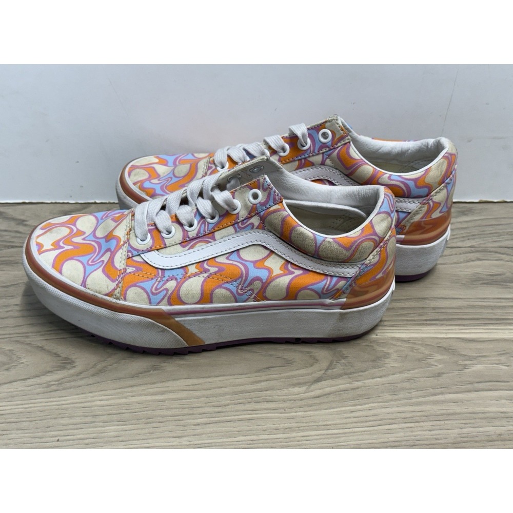 Vans Old Skool Stacked UV Ink‎ Peace Women's Sz 7.5 Platform Orange
